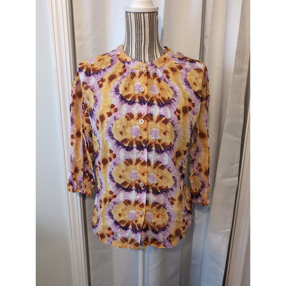 Elie by Tahari Women's Colorful Modal Button Up Blouse‎ 3/4 Sleeves  Size...